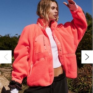 Hit The Slopes Free People fleece Jacket Cherry Crush